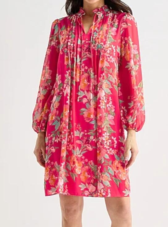 H By Halston Dresses & Skirts - H by Halston pink floral long-sleeve shift dress. 3x